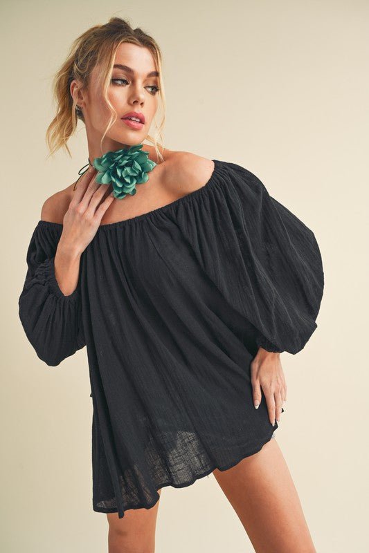 Aemi + Co Off - Shoulder Balloon Sleeve Blouse - S. M. & Co.