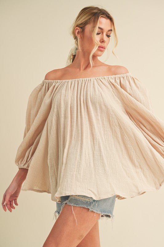 Aemi + Co Off - Shoulder Balloon Sleeve Blouse - S. M. & Co.