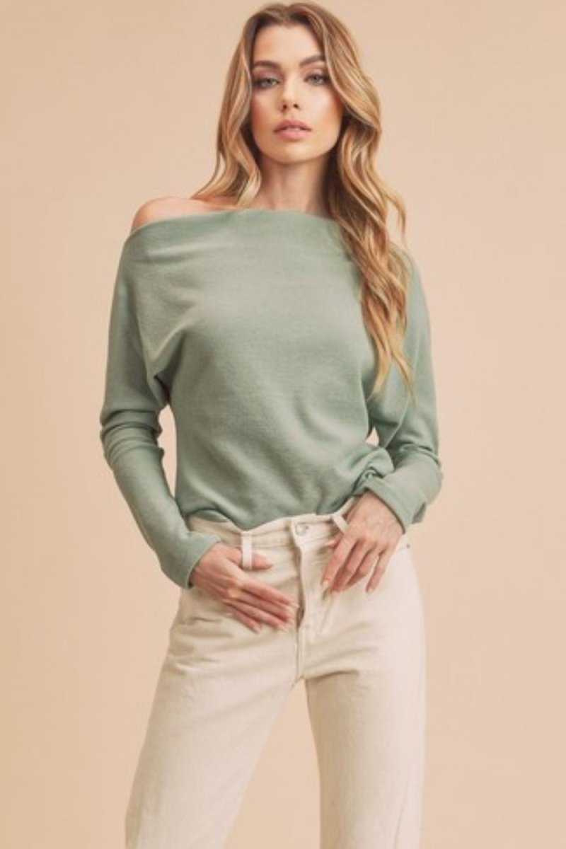 Aemi + Co One Shoulder Long Sleeve Knit Top - S. M. & Co.