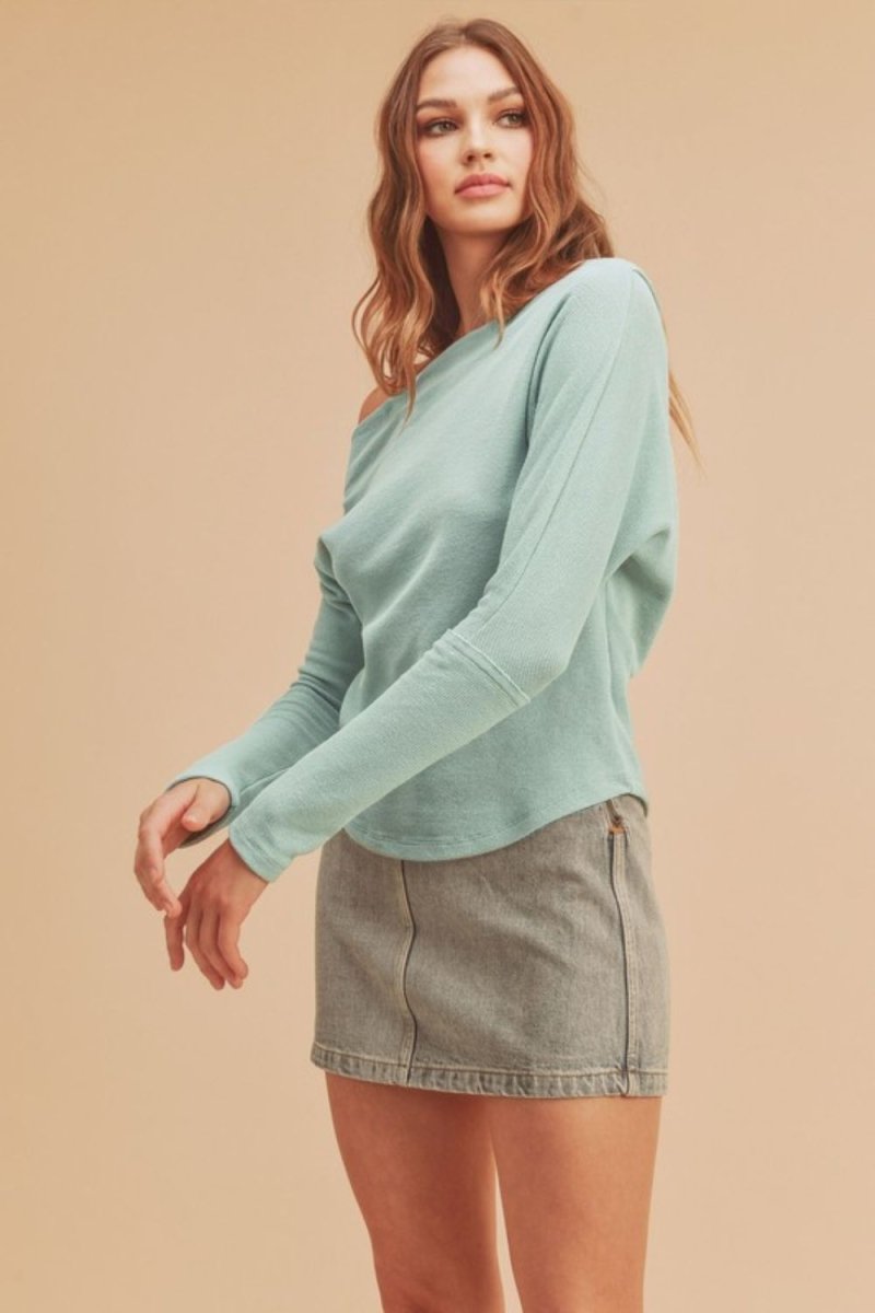 Aemi + Co One Shoulder Long Sleeve Knit Top - S. M. & Co.