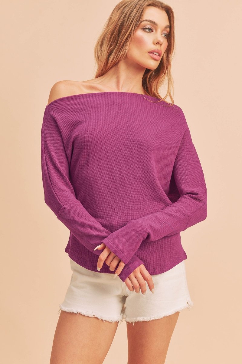 Aemi + Co One Shoulder Long Sleeve Knit Top - S. M. & Co.