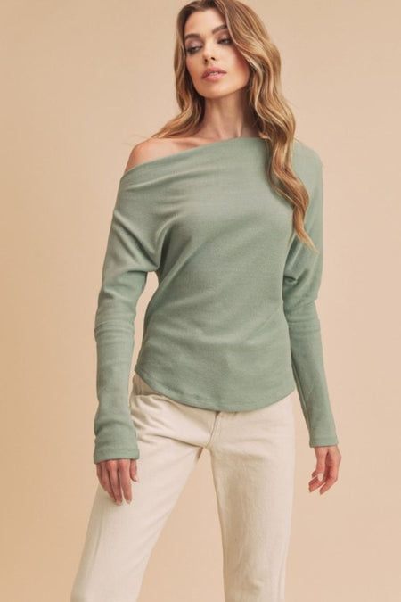 Aemi + Co One Shoulder Long Sleeve Knit Top - S. M. & Co.