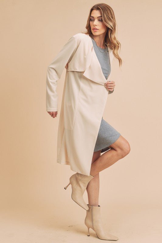 Aemi + Co Open Front Long Sleeve Longline Coat - S. M. & Co.