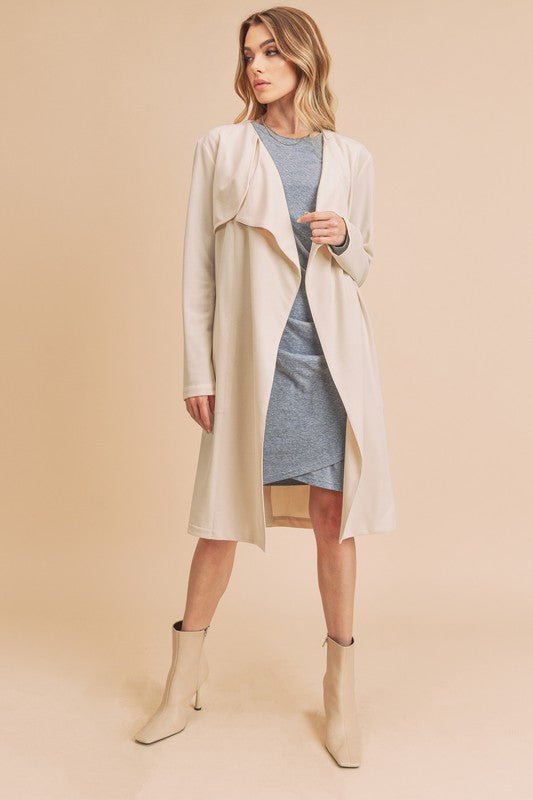 Aemi + Co Open Front Long Sleeve Longline Coat - S. M. & Co.