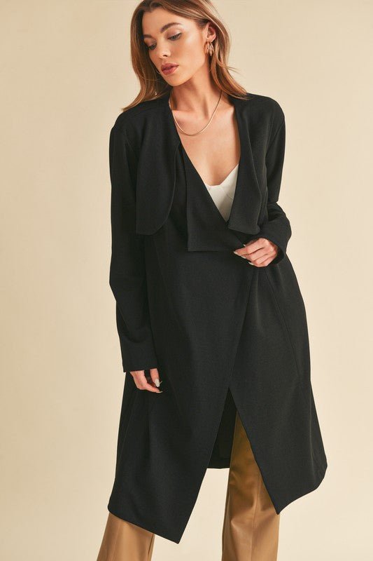 Aemi + Co Open Front Long Sleeve Longline Coat - S. M. & Co.