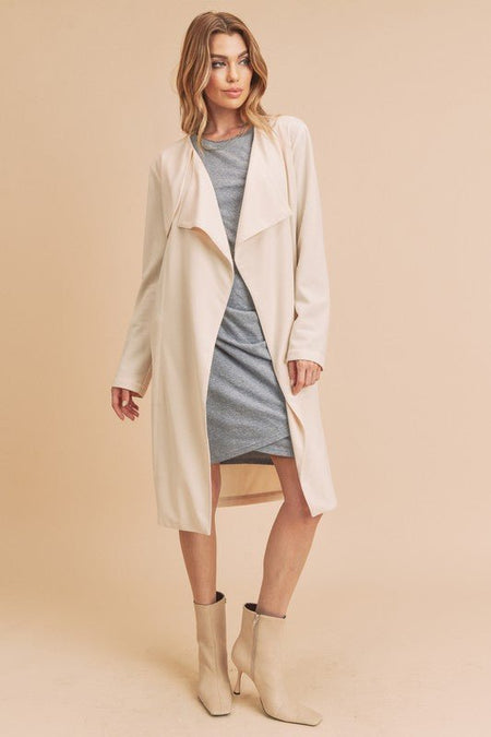 Aemi + Co Open Front Long Sleeve Longline Coat - S. M. & Co.