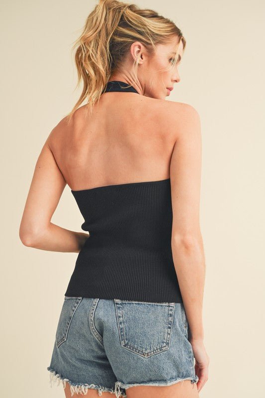 Aemi + Co Ribbed Halter Neck Cami - S. M. & Co.