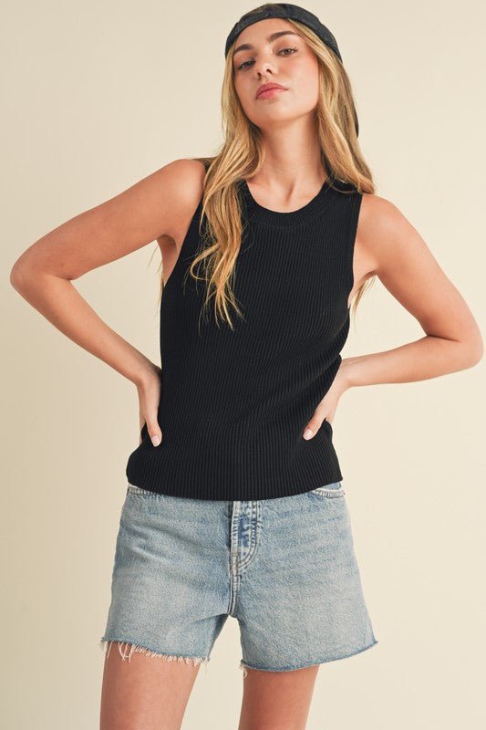 Aemi + Co Ribbed Round Neck Knit Tank - S. M. & Co.