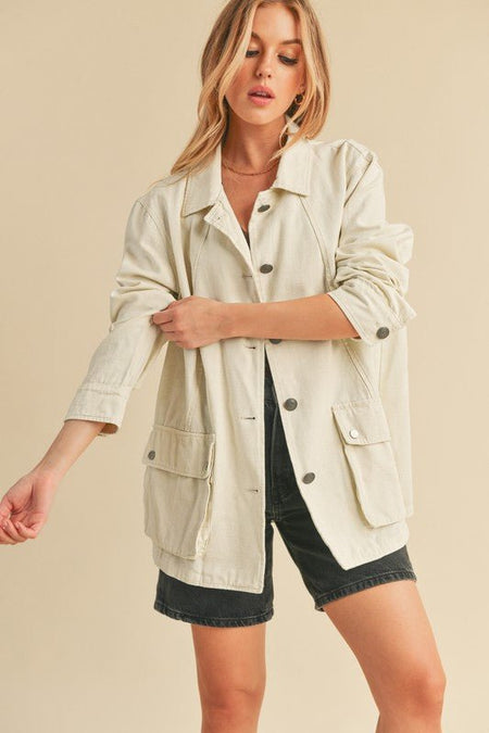 Aemi + Co Seam Detail Button Up Jacket with Pockets - S. M. & Co.