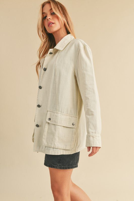 Aemi + Co Seam Detail Button Up Jacket with Pockets - S. M. & Co.