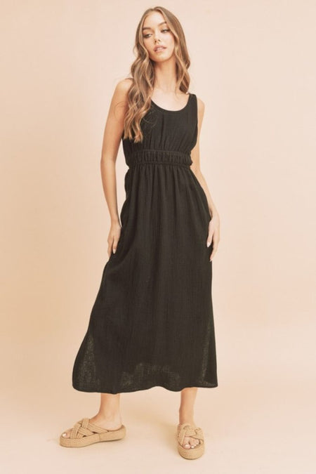 Aemi + Co Side Slit Round Neck Sleeveless Tank Dress - S. M. & Co.