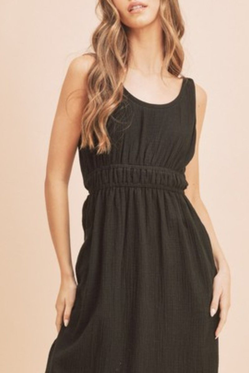 Aemi + Co Side Slit Round Neck Sleeveless Tank Dress - S. M. & Co.