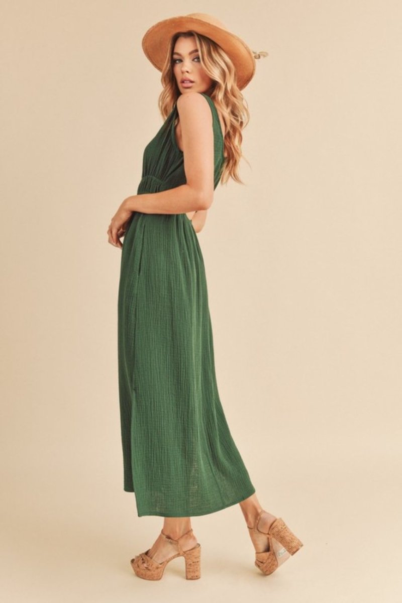 Aemi + Co Side Slit Round Neck Sleeveless Tank Dress - S. M. & Co.