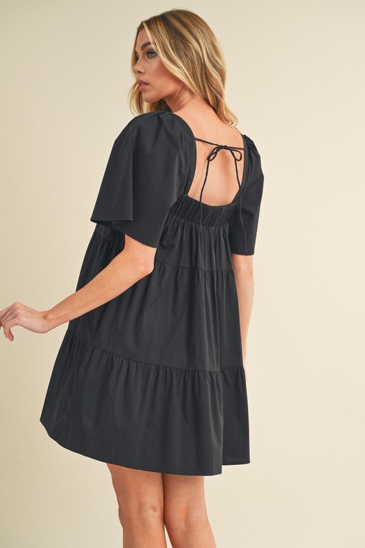 Aemi + Co Square Neck Half Sleeve Tiered Dress - S. M. & Co.