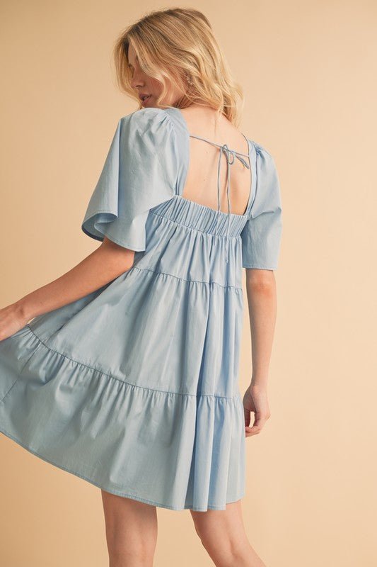 Aemi + Co Square Neck Half Sleeve Tiered Dress - S. M. & Co.