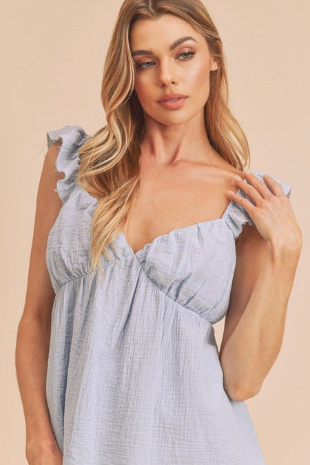 Aemi + Co Sweetheart Neck Ruffled Strap Top - S. M. & Co.