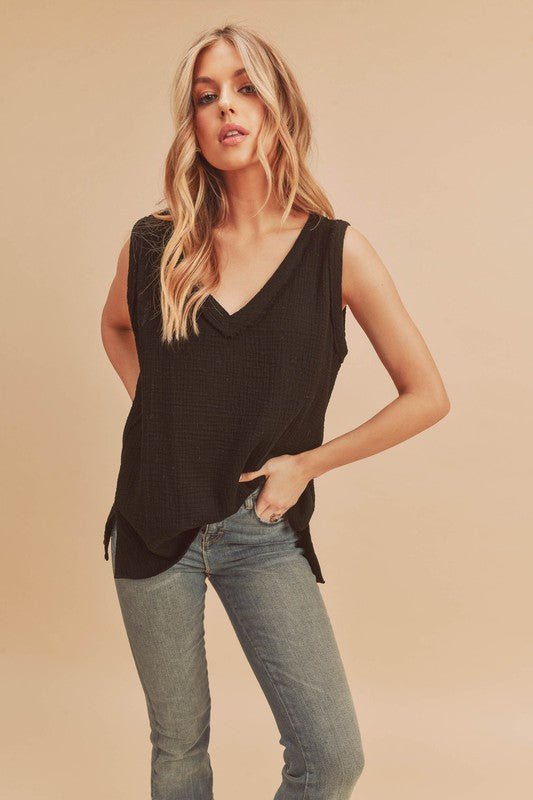 Aemi + Co V - Neck Wide Strap Tank - S. M. & Co.