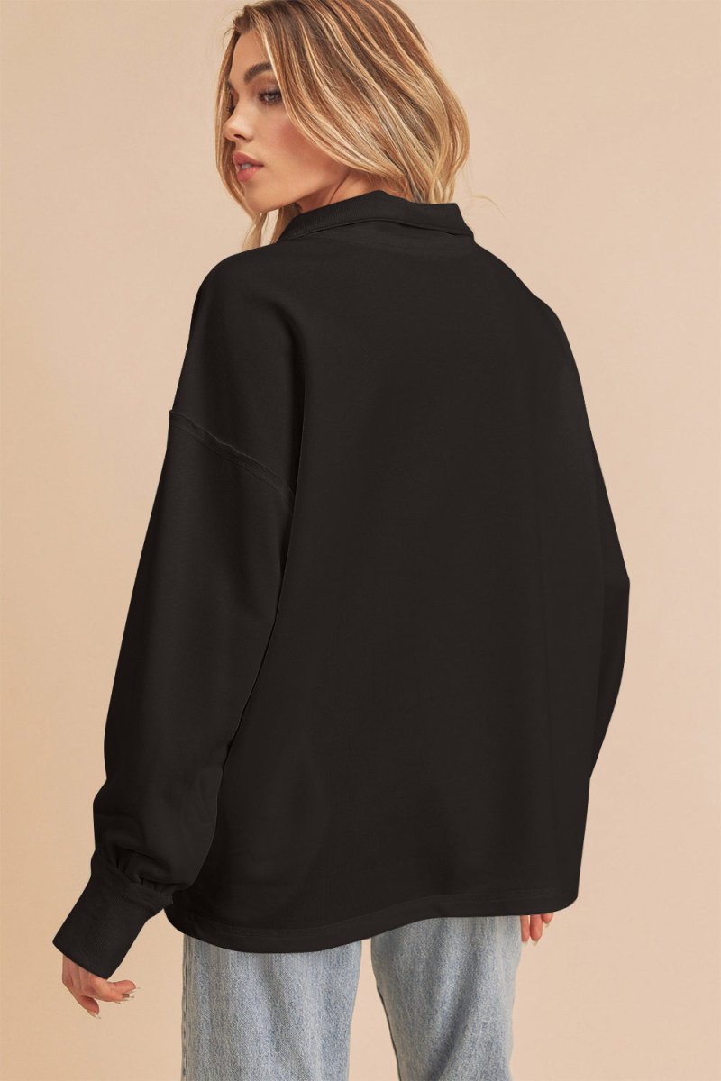 Aemi+Co Exposed Seam Half Zip Drop Shoulder Sweatshirt - S. M. & Co.