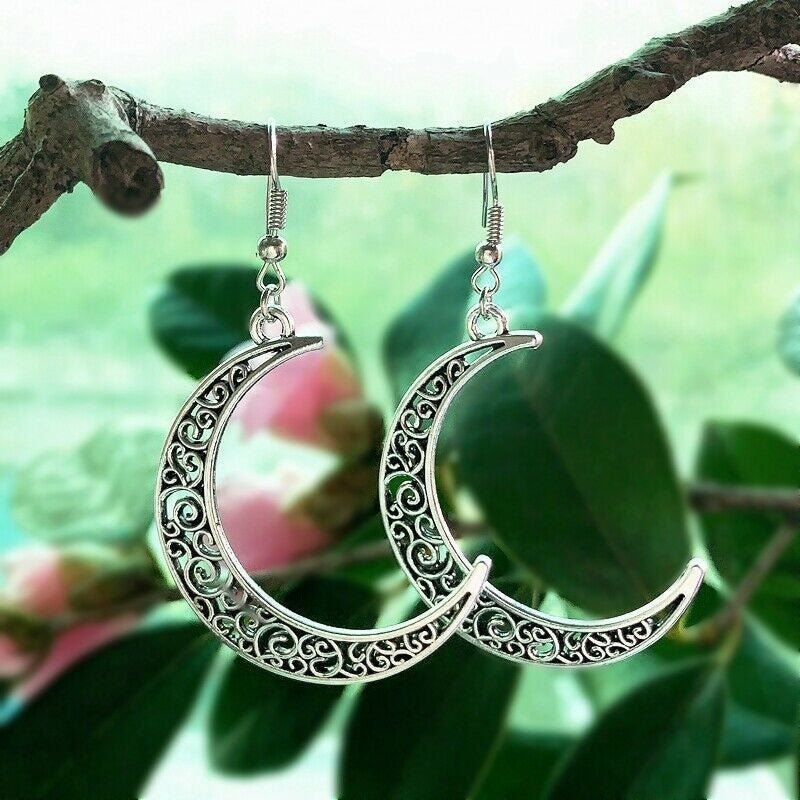 Alloy Cutout Moon Earrings - S. M. & Co.