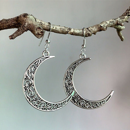 Alloy Cutout Moon Earrings - S. M. & Co.