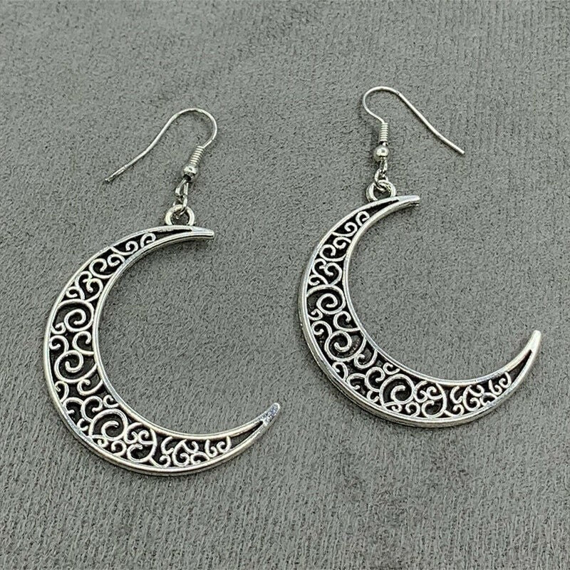 Alloy Cutout Moon Earrings - S. M. & Co.