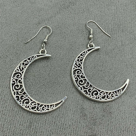 Alloy Cutout Moon Earrings - S. M. & Co.