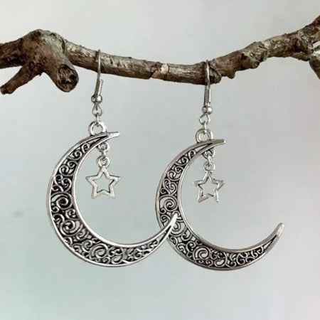 Alloy Cutout Moon Earrings - S. M. & Co.