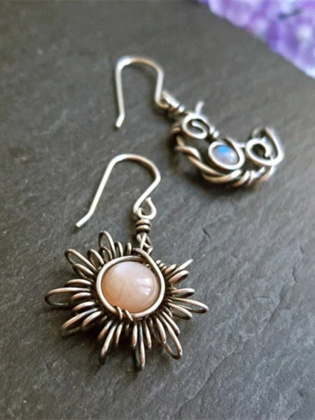 Alloy Moon & Sun Dangle Earrings - S. M. & Co.