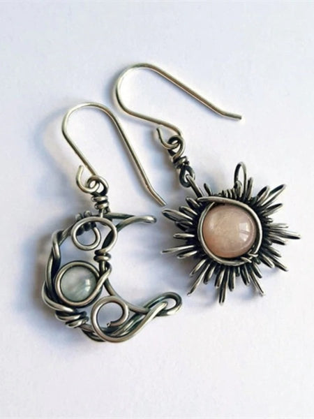 Alloy Moon & Sun Dangle Earrings - S. M. & Co.