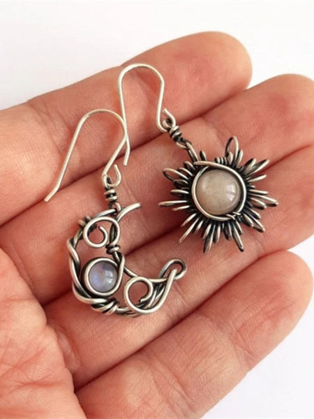 Alloy Moon & Sun Dangle Earrings - S. M. & Co.