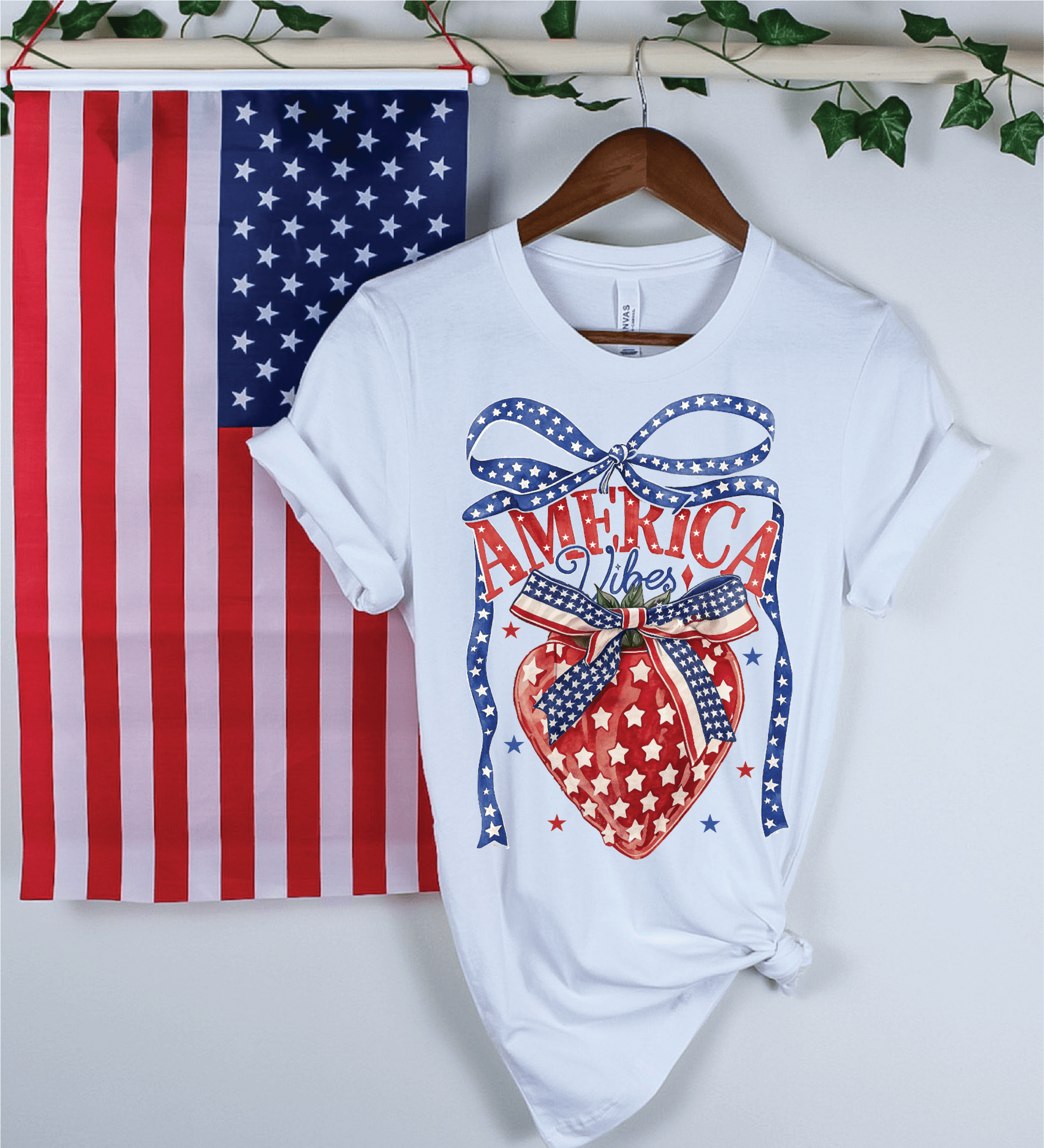 America Vibes Strawberry Patriotic Tee - S. M. & Co.