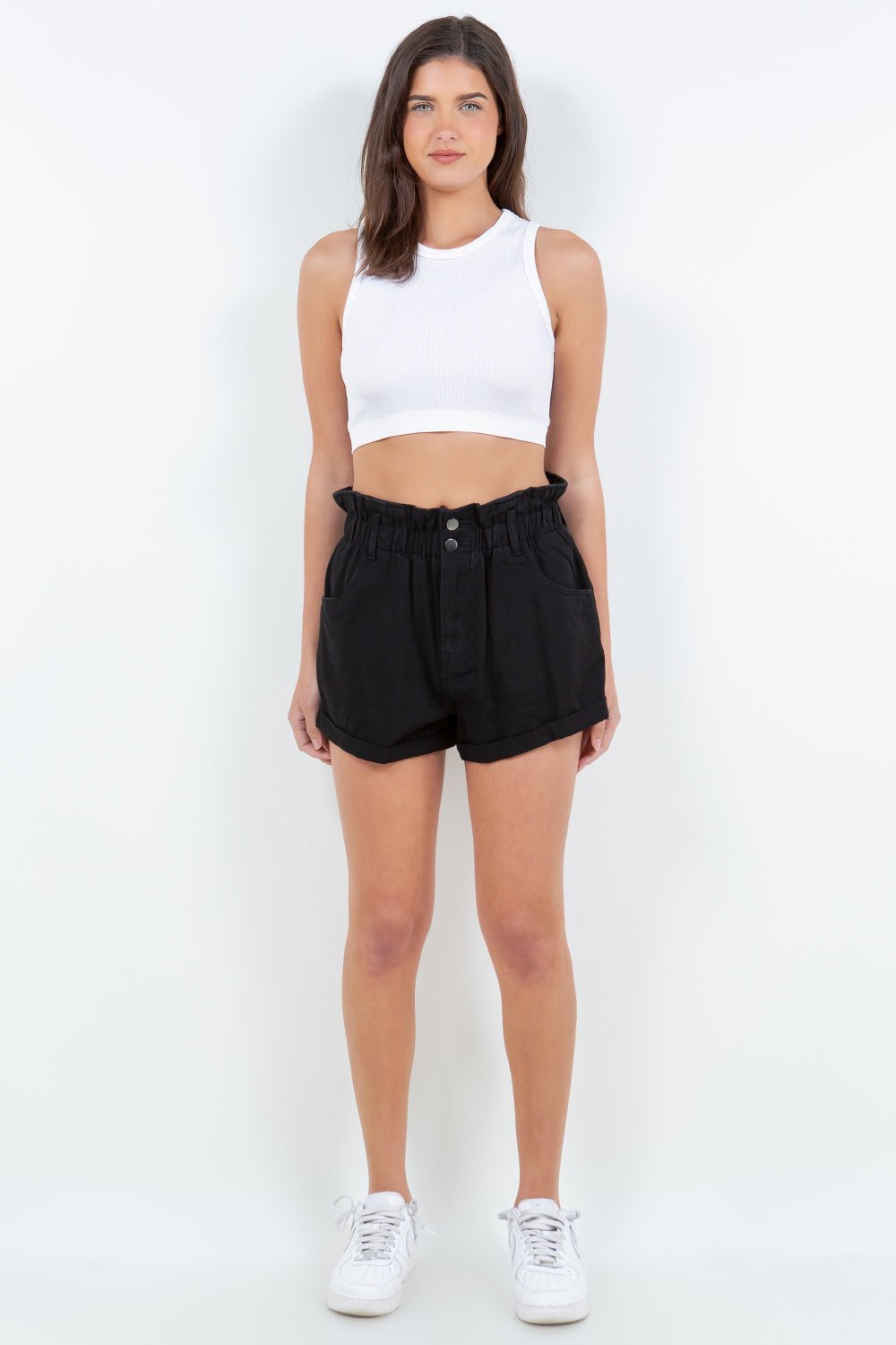 American Bazi High Waist Paper Bag Shorts - S. M. & Co. Shorts