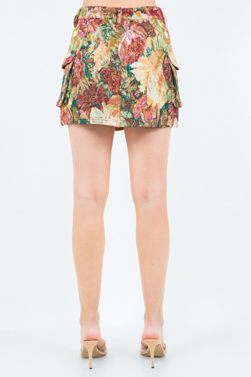 American Bazi Jacquard Weave Cargo Pocket Skirt - S. M. & Co.