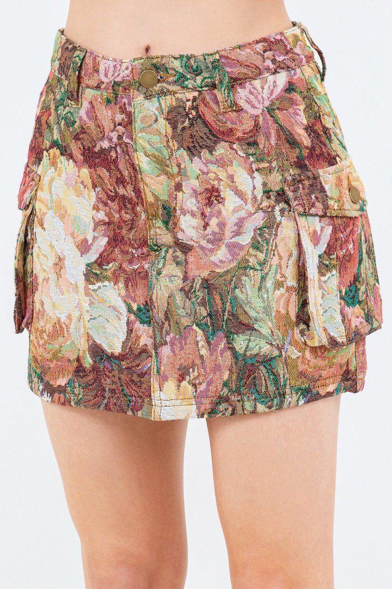 American Bazi Jacquard Weave Cargo Pocket Skirt - S. M. & Co.