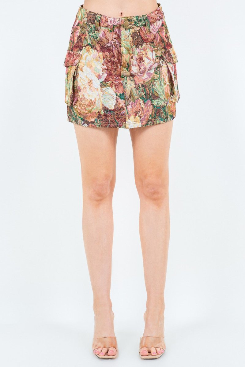 American Bazi Jacquard Weave Cargo Pocket Skirt - S. M. & Co.