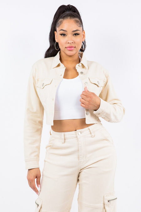 American Bazi Laced Back Cropped Jacket - S. M. & Co.