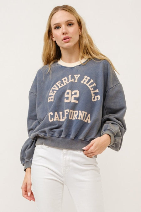 And The Why BEVERLY HILLS 92 CALIFORNIA Contrast Crop Sweatshirt - S. M. & Co.