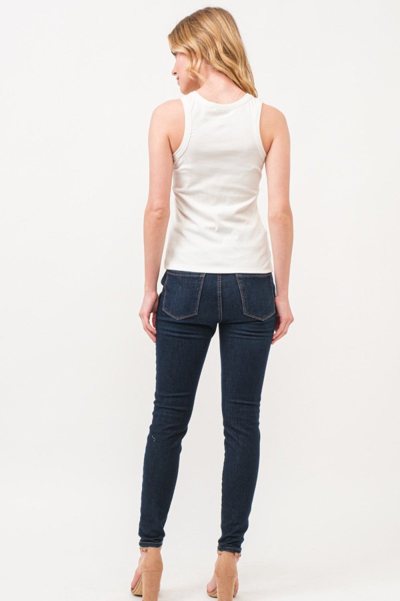 And The Why BOO Spider Web Embroidered Ribbed Tank - S. M. & Co.