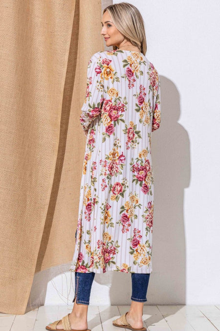 And The Why Floral Kimono Open Front Longline Cardigan - S. M. & Co.