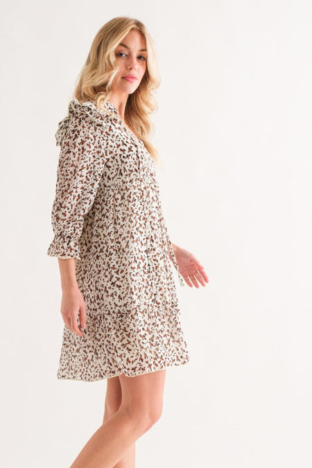 And The Why Leopard Ruffle Hem Woven Mini Dress - S. M. & Co.