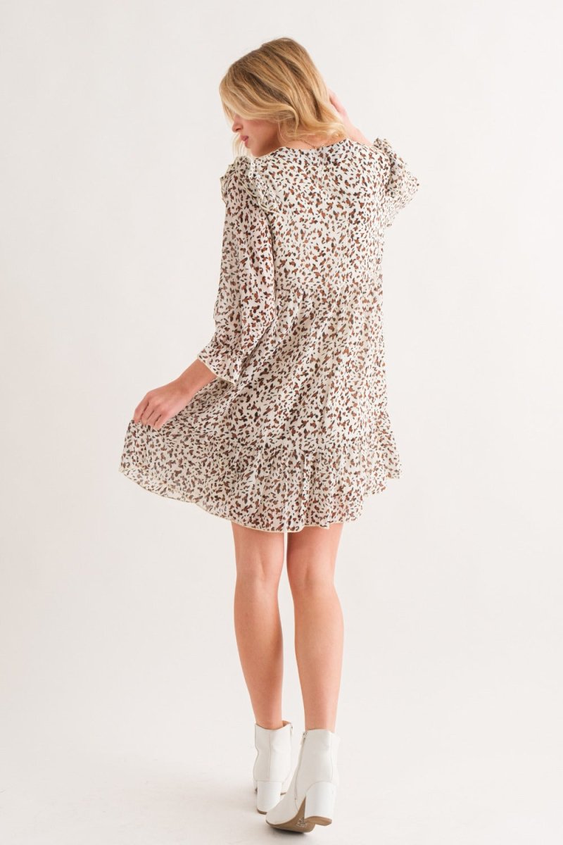 And The Why Leopard Ruffle Hem Woven Mini Dress - S. M. & Co.