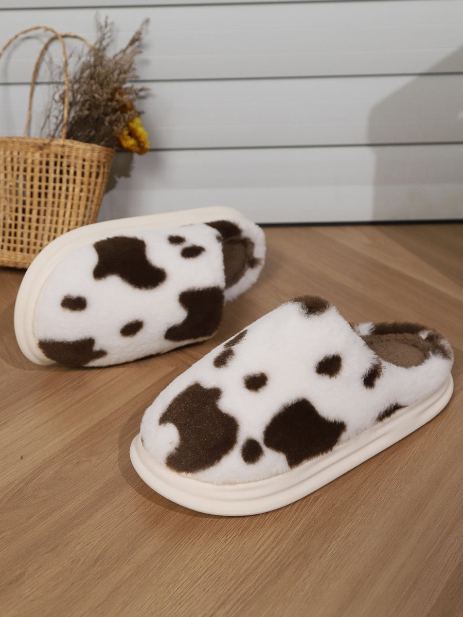 Animal Print Faux Fur Slippers - S. M. & Co.