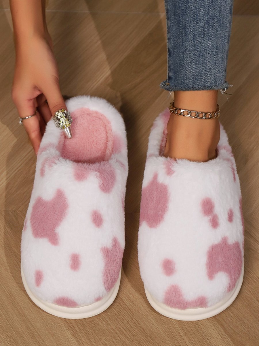 Animal Print Faux Fur Slippers - S. M. & Co.