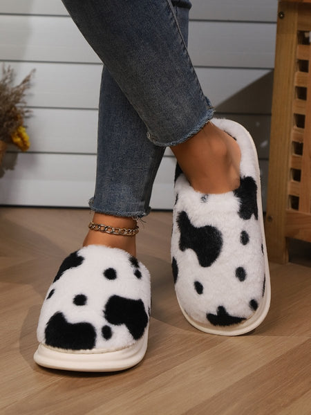 Animal Print Faux Fur Slippers - S. M. & Co.