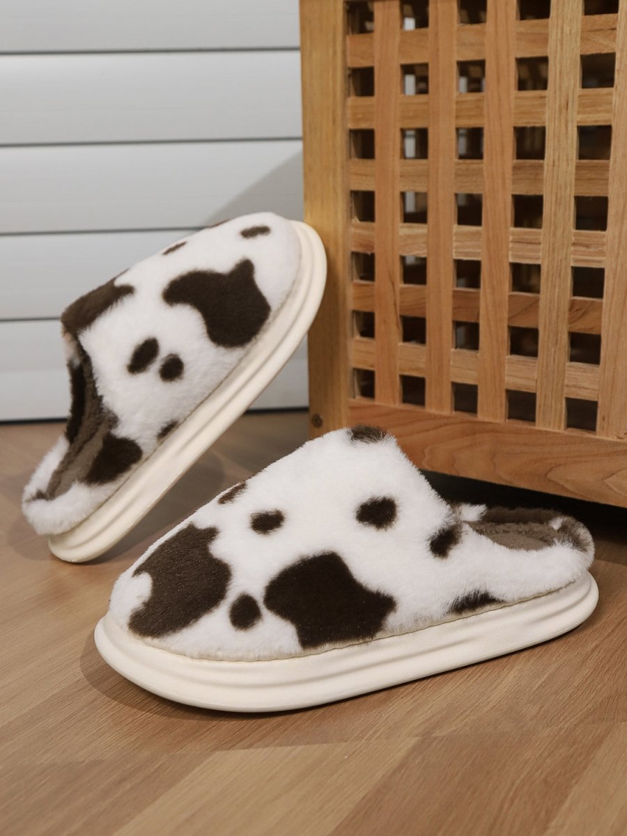 Animal Print Faux Fur Slippers - S. M. & Co.