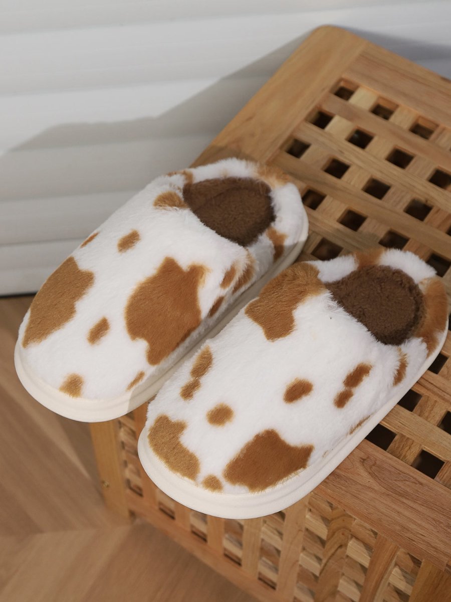 Animal Print Faux Fur Slippers - S. M. & Co.