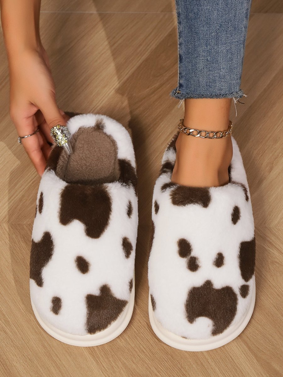 Animal Print Faux Fur Slippers - S. M. & Co.