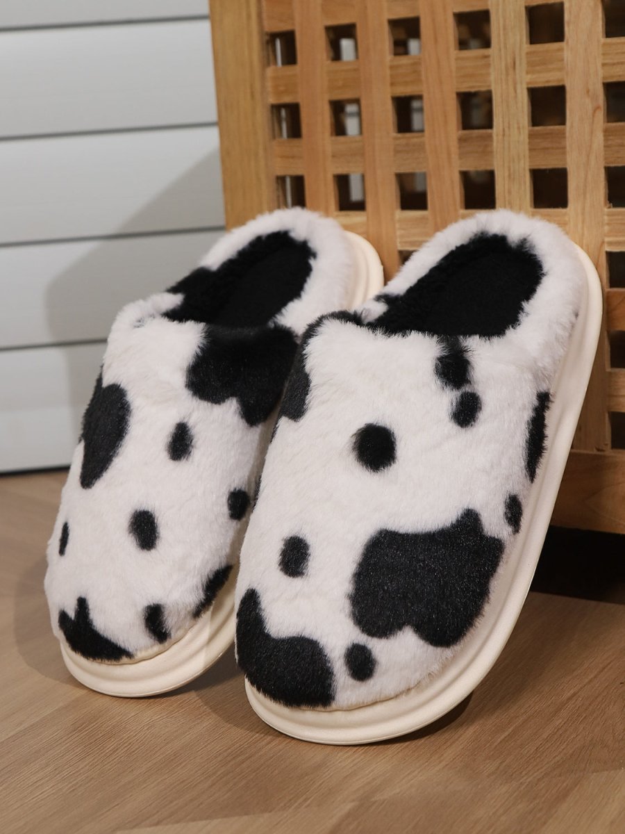 Animal Print Faux Fur Slippers - S. M. & Co.