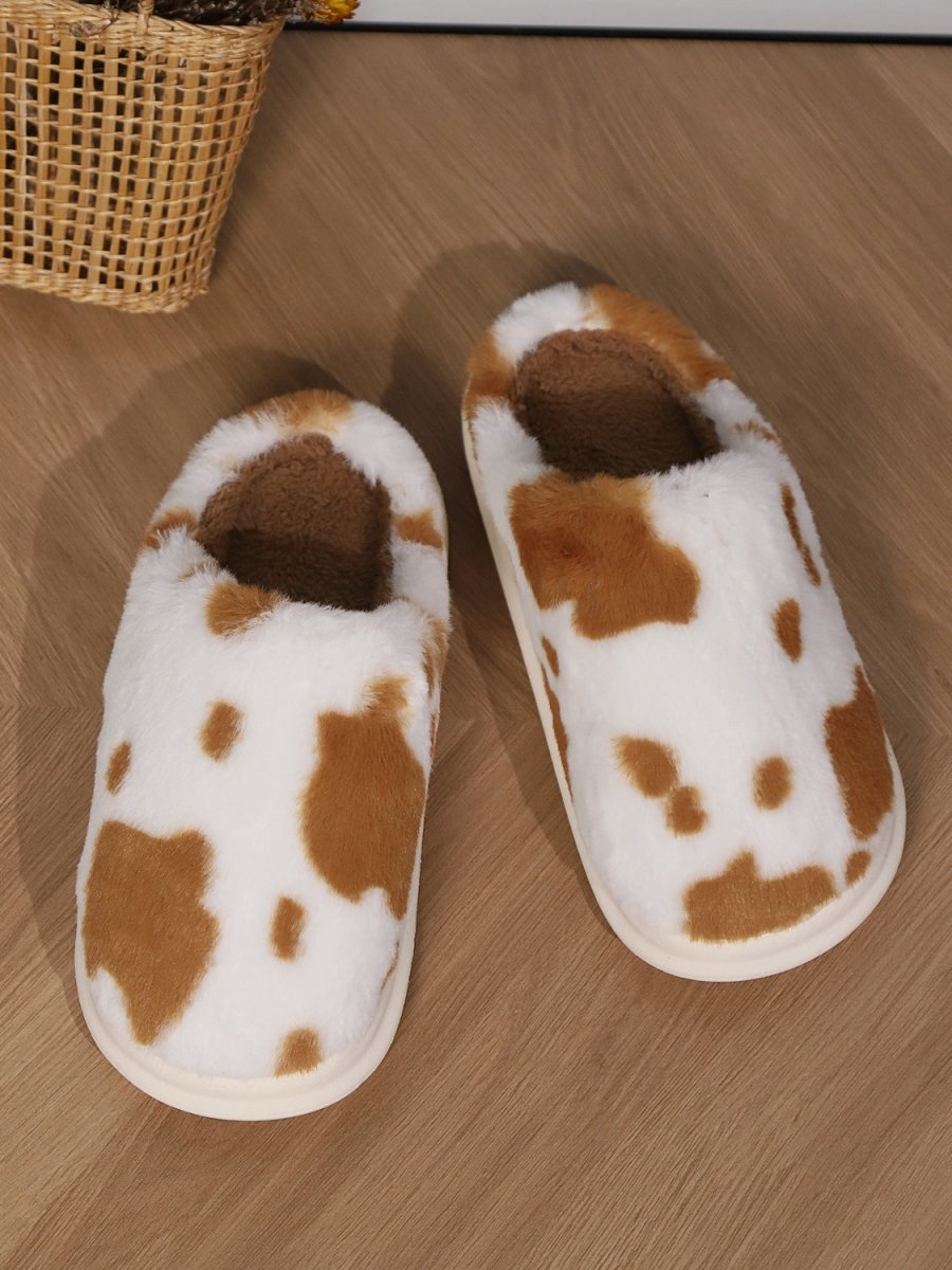 Animal Print Faux Fur Slippers - S. M. & Co.