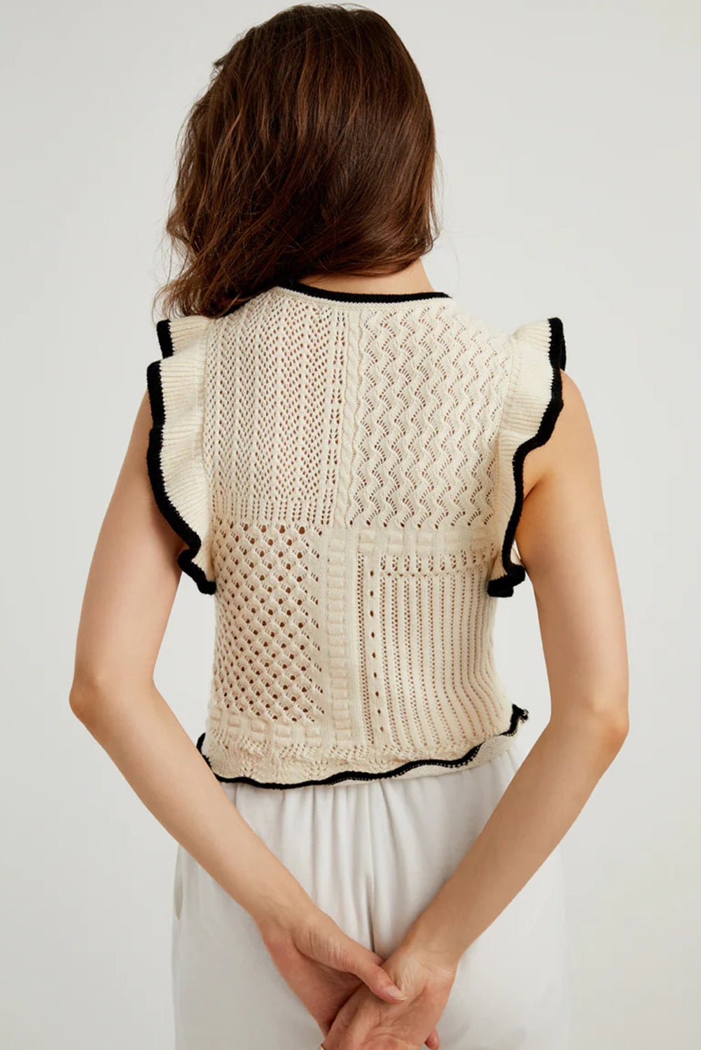 Apricot Crochet Eyelet Flounce Tank Top - S. M. & Co. Tank Tops